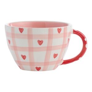 ISO Heart Patterned Pink and White Mug🩷🤍❤️